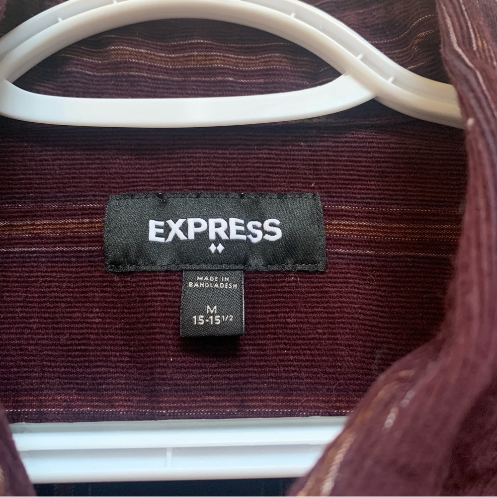 Two Corduroy Express Button-Down Shirts - Burgundy and Black - Picture 4 of 8